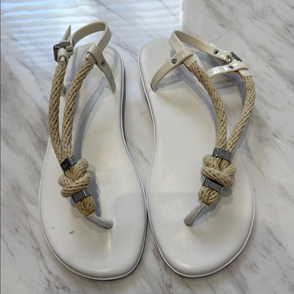 Elegant White Sandals with Rope Detail